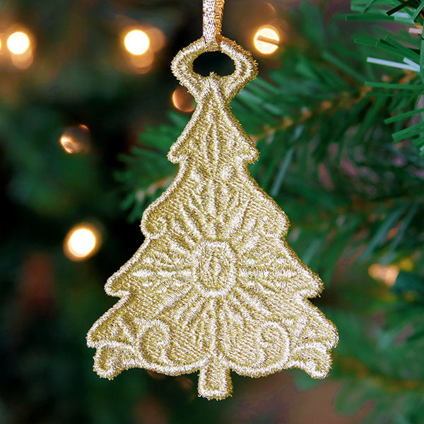 Gilded Texture Christmas Ornament - Tree (Lace)