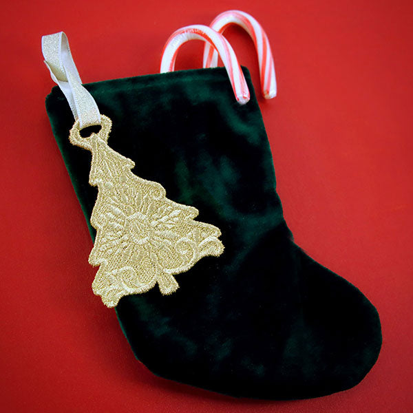 Gilded Texture Christmas Ornament - Tree (Lace)