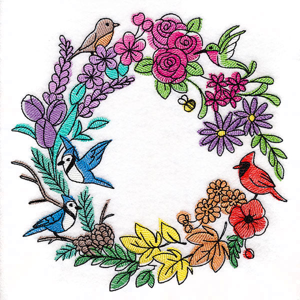 Rainbow of Seasons Bird Wreath