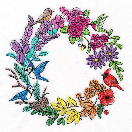 Rainbow of Seasons Bird Wreath