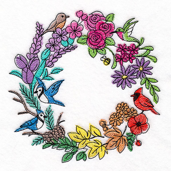 Rainbow of Seasons Bird Wreath