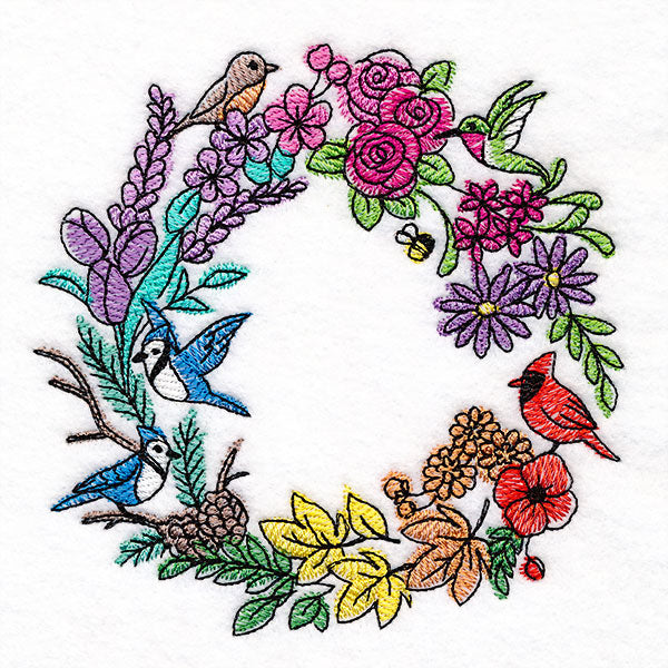 Rainbow of Seasons Bird Wreath