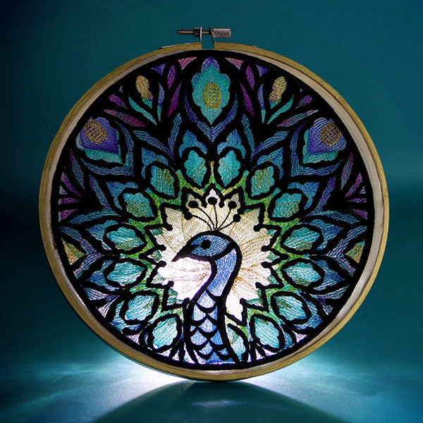 Mystical Stained Glass Peacock