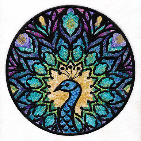 Mystical Stained Glass Peacock