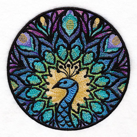 Mystical Stained Glass Peacock