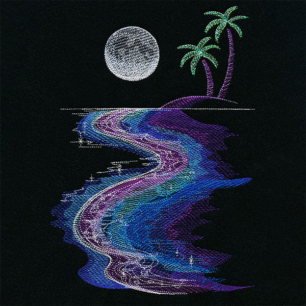 Under the Full Moon Tropical Beach Scene