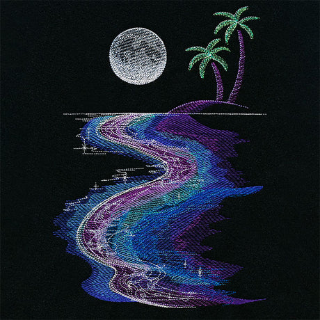 Under the Full Moon Tropical Beach Scene