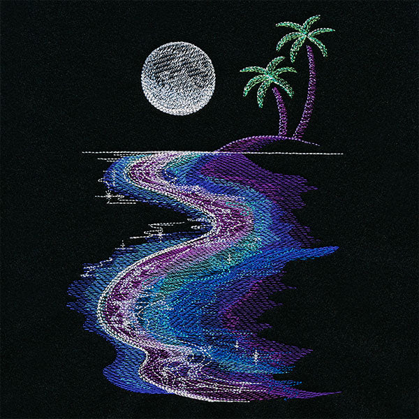 Under the Full Moon Tropical Beach Scene