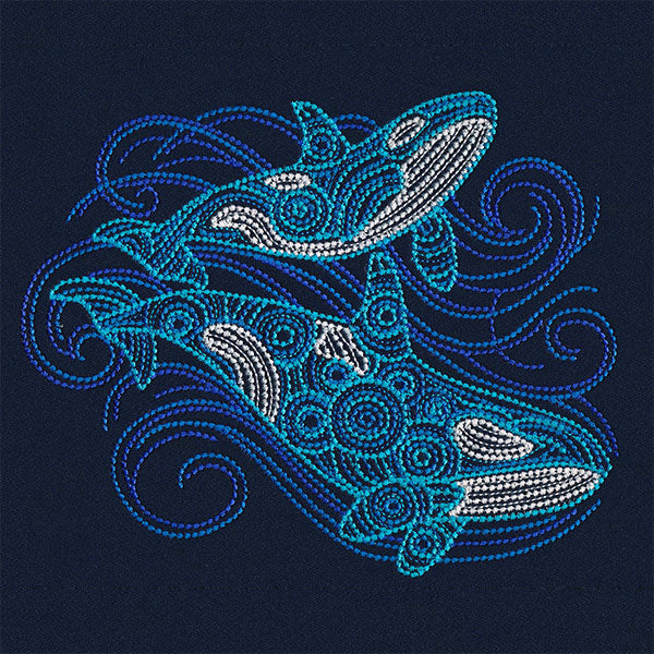 Under the Ocean Blue Mosaic Orcas