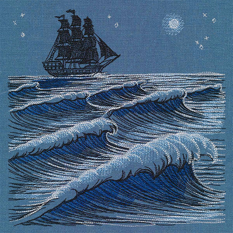 Clipper Ship at Midnight Ocean Scene