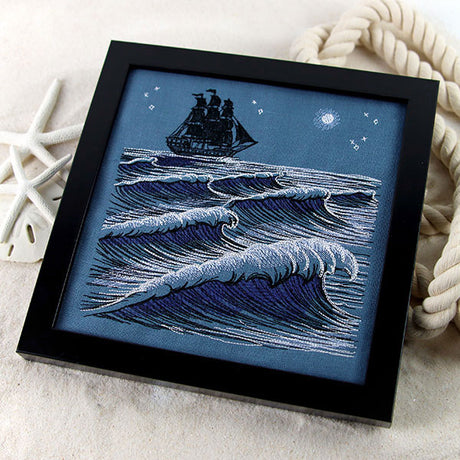 Clipper Ship at Midnight Ocean Scene