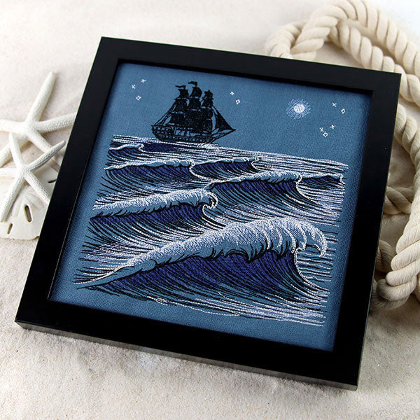 Clipper Ship at Midnight Ocean Scene