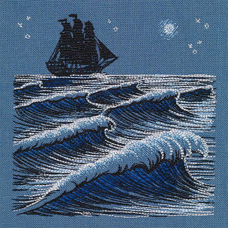 Clipper Ship at Midnight Ocean Scene