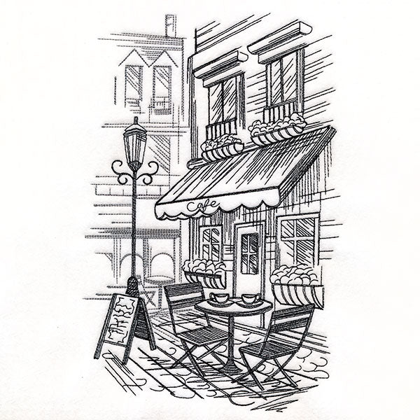 European Cafe Etching