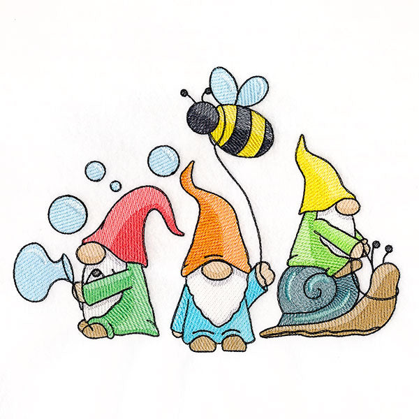 Bubbles Bees and Snails Gnome Trio