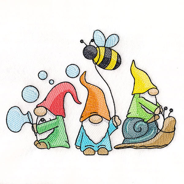 Bubbles Bees and Snails Gnome Trio