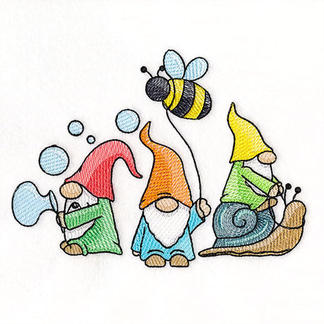 Bubbles Bees and Snails Gnome Trio