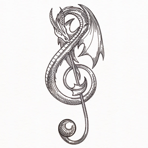 Treble Clef Dragon Etching