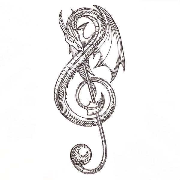 Treble Clef Dragon Etching