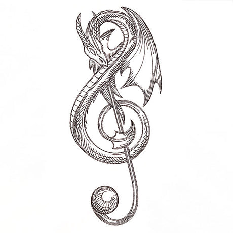 Treble Clef Dragon Etching