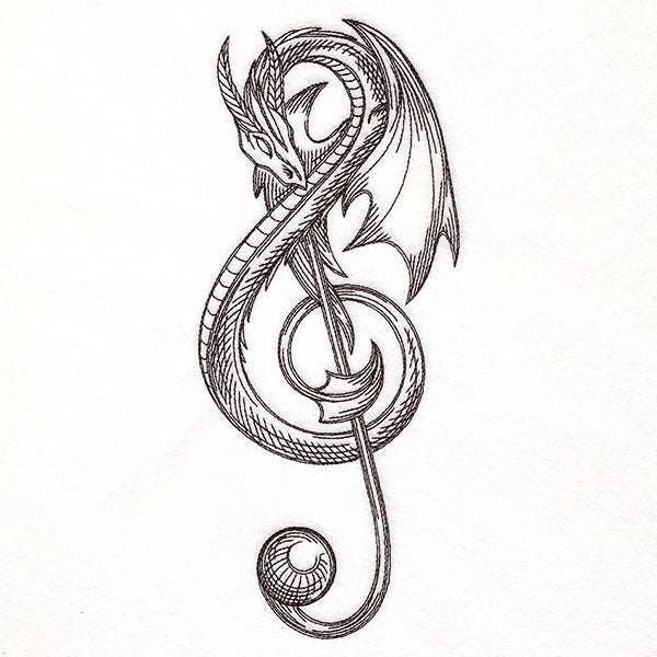 Treble Clef Dragon Etching