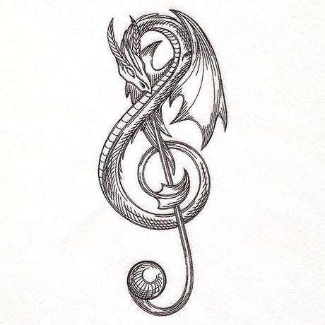 Treble Clef Dragon Etching