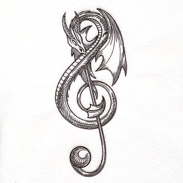 Treble Clef Dragon Etching