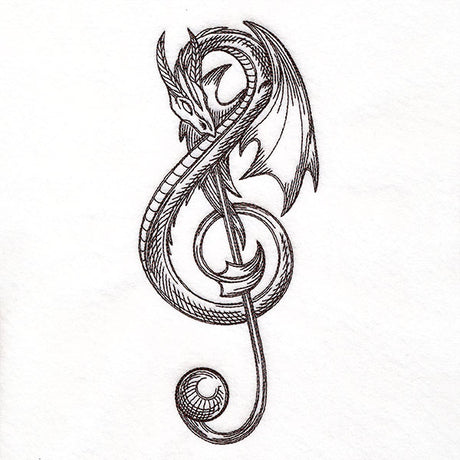 Treble Clef Dragon Etching