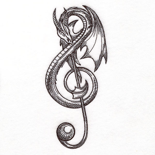 Treble Clef Dragon Etching