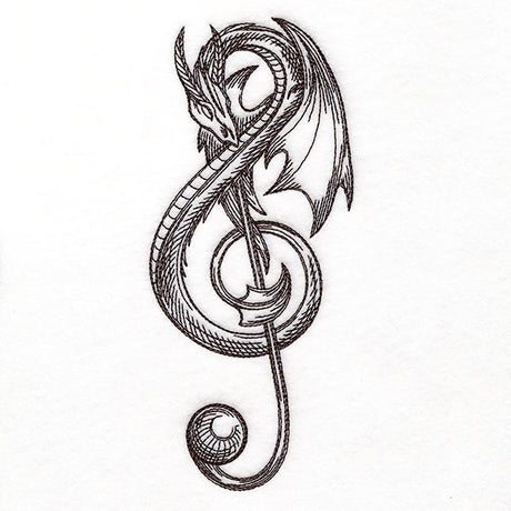 Treble Clef Dragon Etching