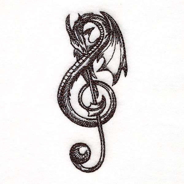 Treble Clef Dragon Etching