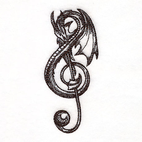 Treble Clef Dragon Etching