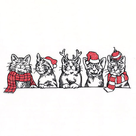Meowy Christmas Cats Border