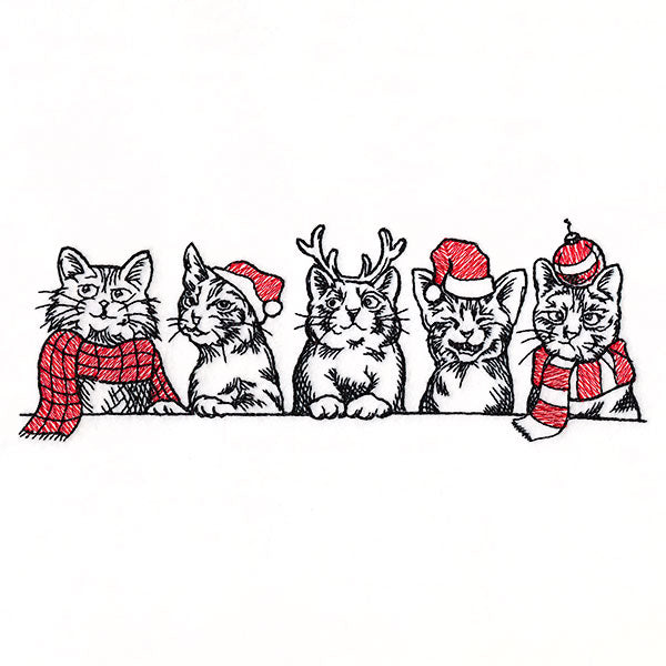 Meowy Christmas Cats Border