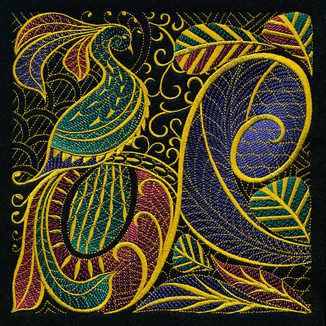 Goldwork Style Peacock Square
