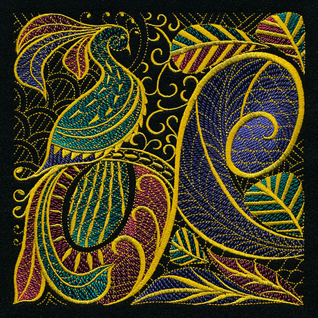 Goldwork Style Peacock Square