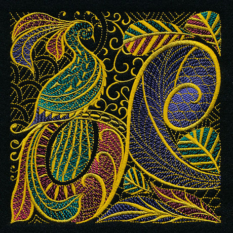 Goldwork Style Peacock Square