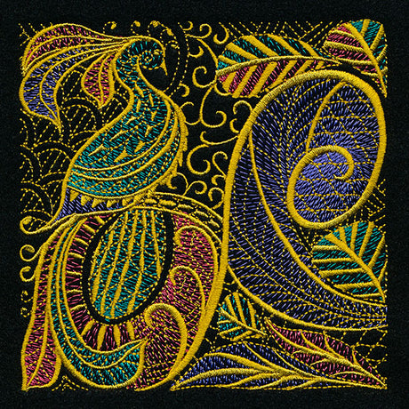 Goldwork Style Peacock Square