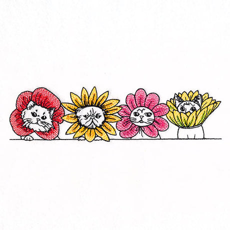 Cat Flowers Border