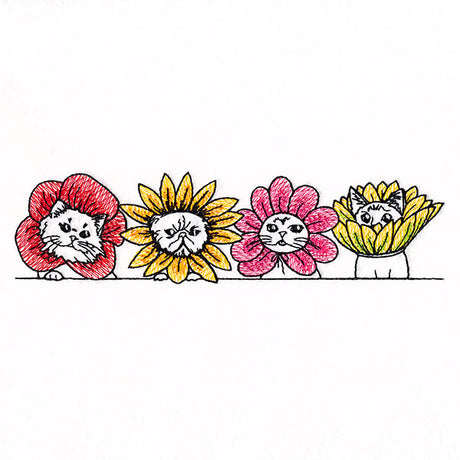 Cat Flowers Border