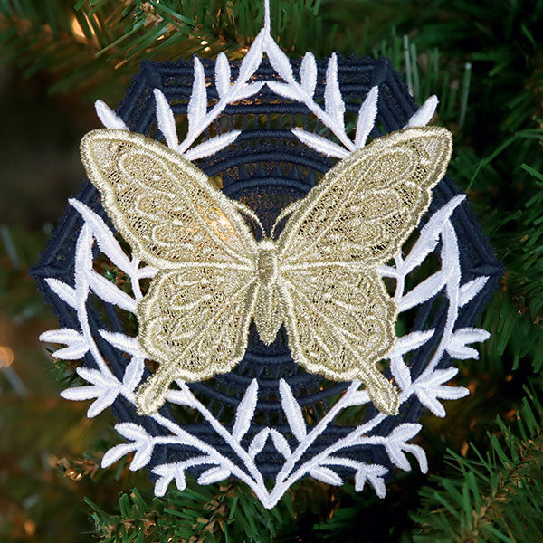 Butterfly & Fern Ornament (Lace)
