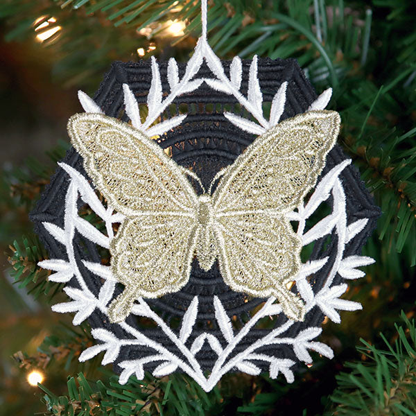 Butterfly & Fern Ornament (Lace)