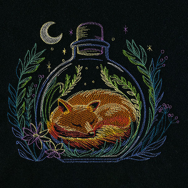 Moonlit Forest Fox in a Bottle