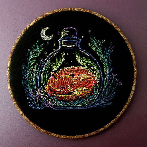 Moonlit Forest Fox in a Bottle