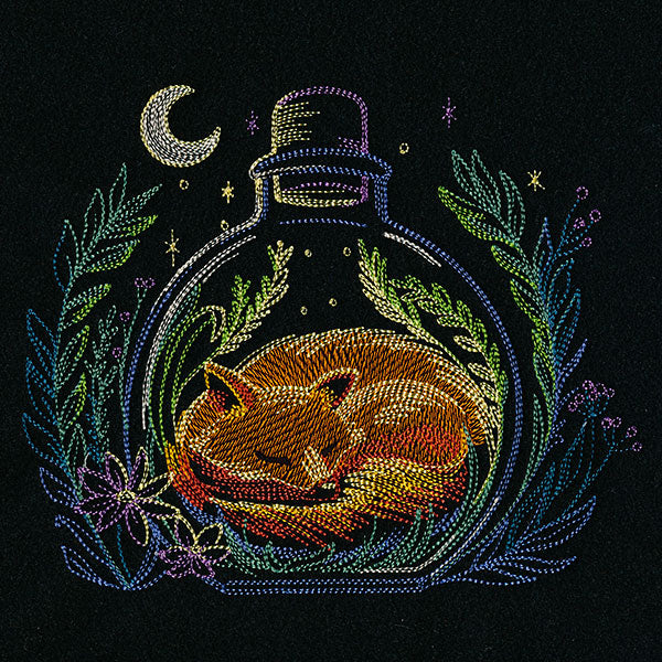 Moonlit Forest Fox in a Bottle