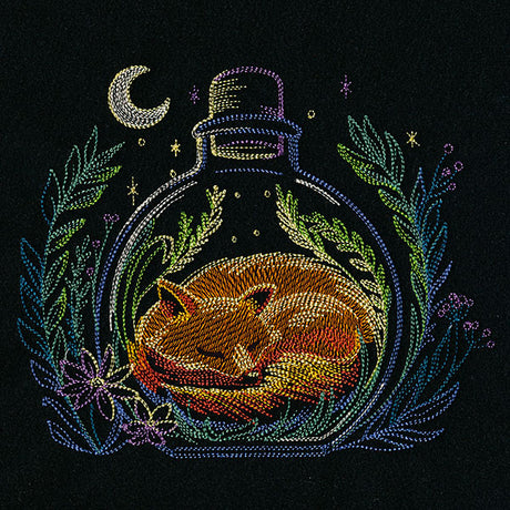 Moonlit Forest Fox in a Bottle
