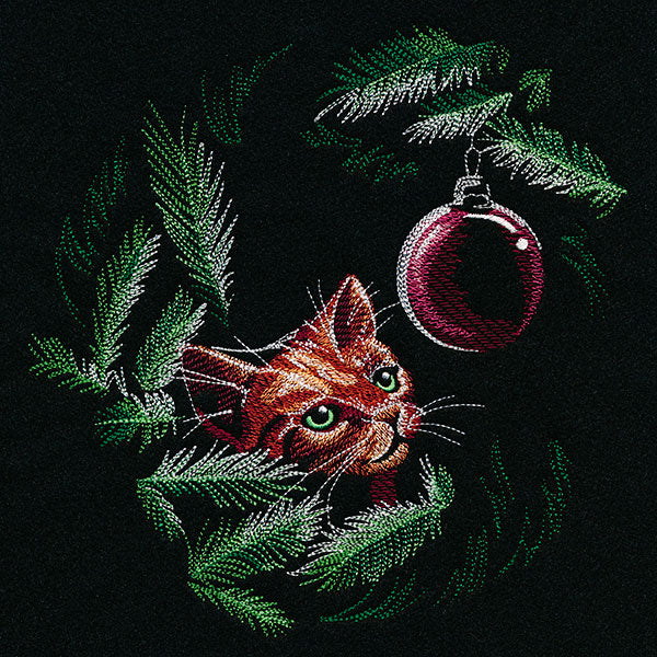 Peeking Christmas Tree Cat & Ornament