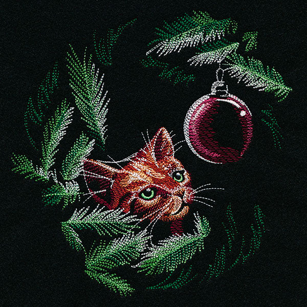 Peeking Christmas Tree Cat & Ornament