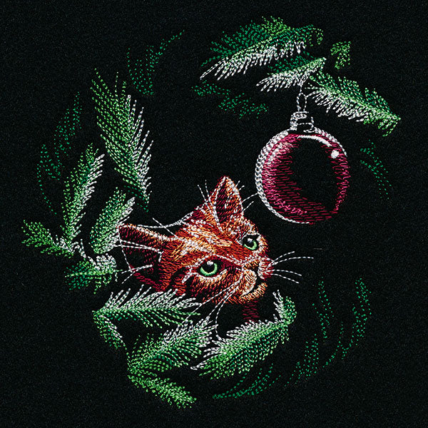 Peeking Christmas Tree Cat & Ornament