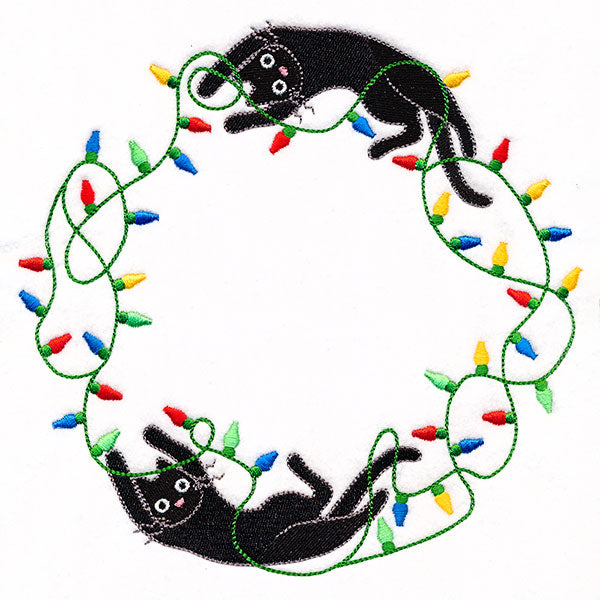 Christmas Lights Kitty Wreath